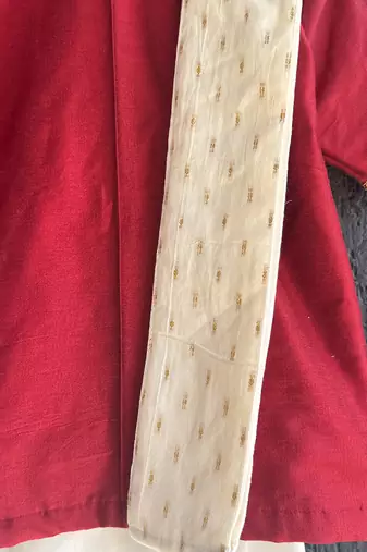 Maroon cotton silk mundu shirt set