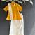 Mustard yellow cotton silk mundu shirt set