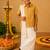 Beige cotton silk mundu shirt set