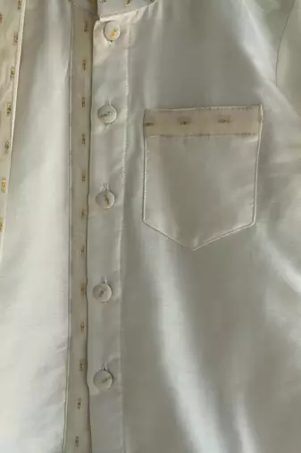 Off white cotton silk mundu nehru collar shirt set