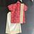 Red elephant printed cotton silk mundu shirt set