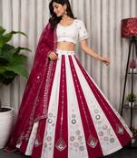White Roman SilkBlend Navratri Lehenga Choli with Georgette Dupatta