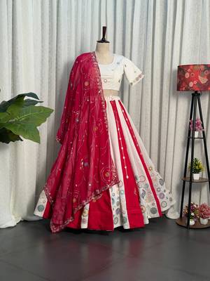 White Roman SilkBlend Navratri Lehenga Choli with Georgette Dupatta 3