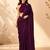 Women purple satin stone work geometric heptagon saree with unstitched blouse piece