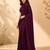 Women purple satin stone work geometric heptagon saree with unstitched blouse piece