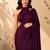 Women purple satin stone work geometric heptagon saree with unstitched blouse piece