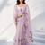 Women lavender organza digital print floral saree with unstitched blouse piece
