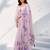 Women lavender organza digital print floral saree with unstitched blouse piece
