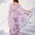 Women lavender organza digital print floral saree with unstitched blouse piece