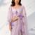 Women lavender organza digital print floral saree with unstitched blouse piece