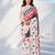 Women silk blend digital print polka dot striped saree with unstitched blouse piece - pink