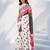 Women silk blend digital print polka dot striped saree with unstitched blouse piece - pink