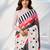 Women silk blend digital print polka dot striped saree with unstitched blouse piece - pink