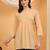 Women beige floral embroidered chikankari v neck pure cotton flared short kurtis