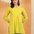 Women green floral embroidered chikankari v neck pure cotton flared short kurtis