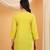 Women green floral embroidered chikankari v neck pure cotton flared short kurtis