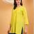 Women green floral embroidered chikankari v neck pure cotton flared short kurtis