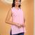 Women pink ethnic motifs embroidered chikankari sleevless pure cotton short kurtis