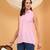 Women pink ethnic motifs embroidered chikankari sleevless pure cotton short kurtis