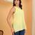 Women yellow floral butis embroidered chikankari sleeveless pure cotton short kurtis