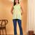 Women lime green floral butis embroidered chikankari sleeveless pure cotton short kurtis
