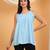 Women blue ethnic motifs embroidered chikankari cotton short strap kurti