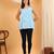 Women blue ethnic motifs embroidered chikankari cotton short strap kurti