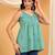Women green ethnic motifs embroidered chikankari cotton short strap kurti