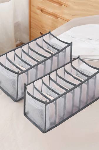   undergarments cloth organizers drawer mesh foldable for storing  grey