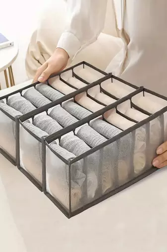   undergarments cloth organizers drawer mesh foldable for storing  grey