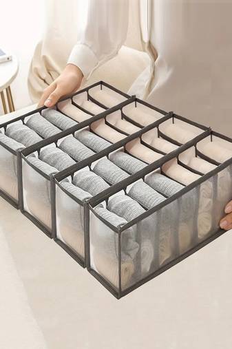   undergarments cloth organizers drawer mesh foldable for storing  grey