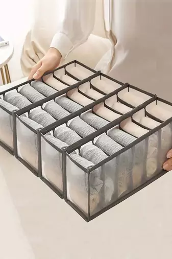   undergarments cloth organizers drawer mesh foldable for storing  grey