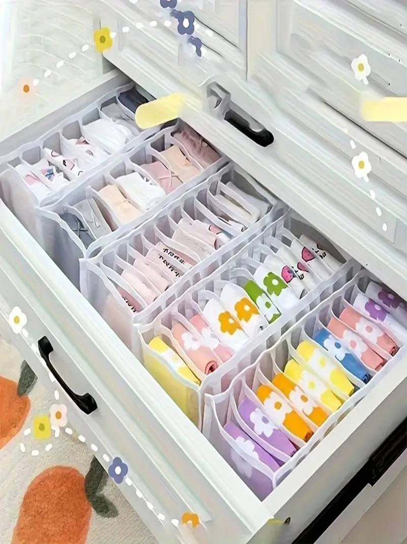   undergarments cloth organizers drawer mesh foldable for storing  grey