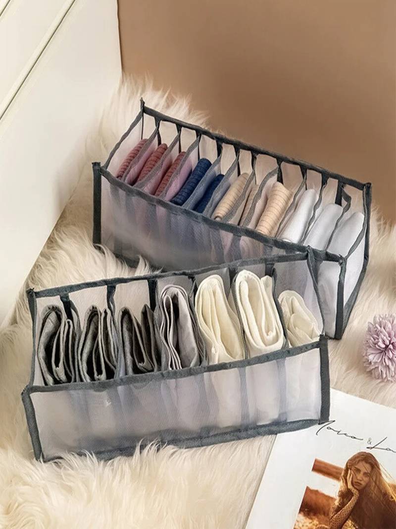  undergarments cloth organizers drawer mesh foldable for storing  grey