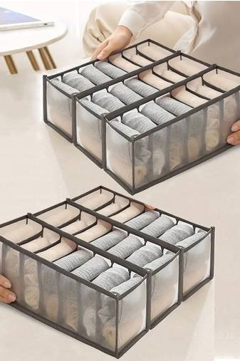   undergarments cloth organizers drawer mesh foldable for storing  grey