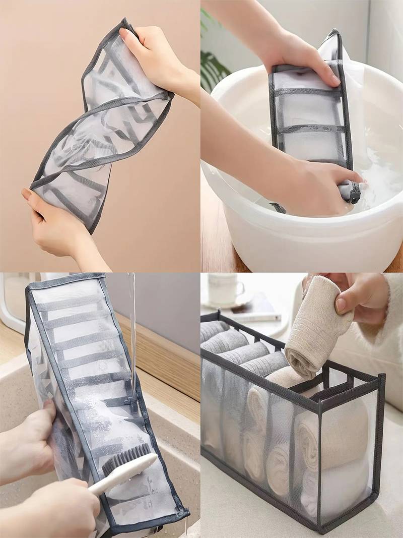   undergarments cloth organizers drawer mesh foldable for storing  brown