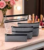  cosmetic makeup kit travel bag pouch  pencil lipstick holder, toiletry bags for women & men set of 4 (black)