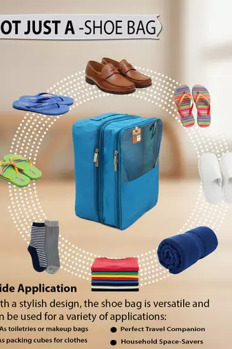  travel shoe bags multipurpose portable travelling shoe holder storage bag footwear organiser pouch (sky)