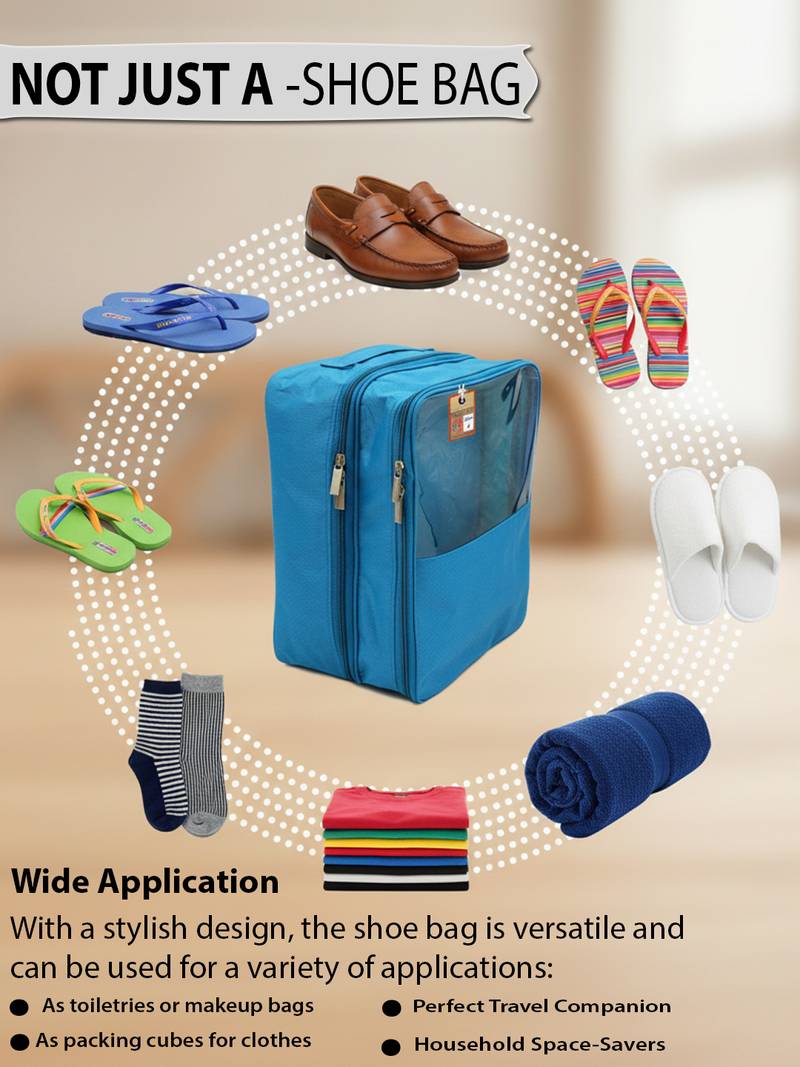  travel shoe bags multipurpose portable travelling shoe holder storage bag footwear organiser pouch (sky)