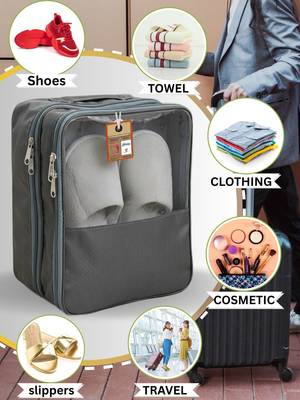  travel shoe bags multipurpose portable travelling shoe holder storage bag footwear organiser pouch (grey) 3