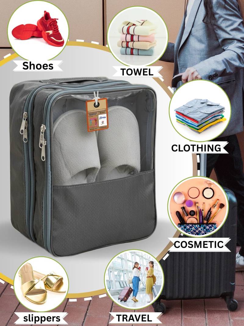  travel shoe bags multipurpose portable travelling shoe holder storage bag footwear organiser pouch (grey)