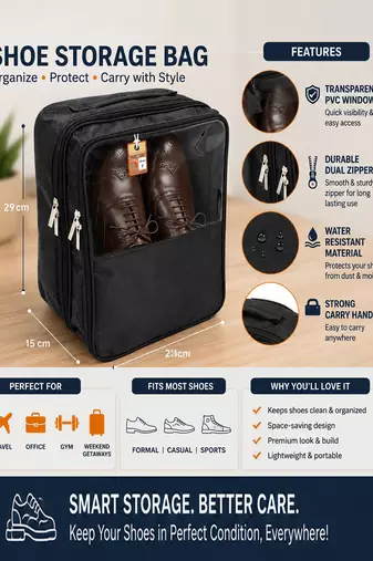  travel shoe bags multipurpose portable travelling shoe holder storage bag footwear organiser pouch (black)