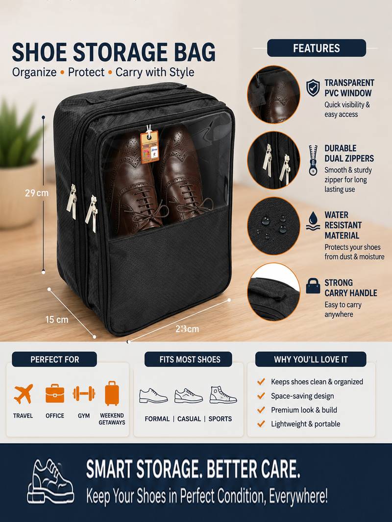  travel shoe bags multipurpose portable travelling shoe holder storage bag footwear organiser pouch (black)