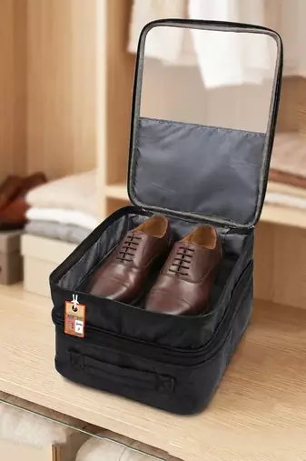  travel shoe bags multipurpose portable travelling shoe holder storage bag footwear organiser pouch (black)