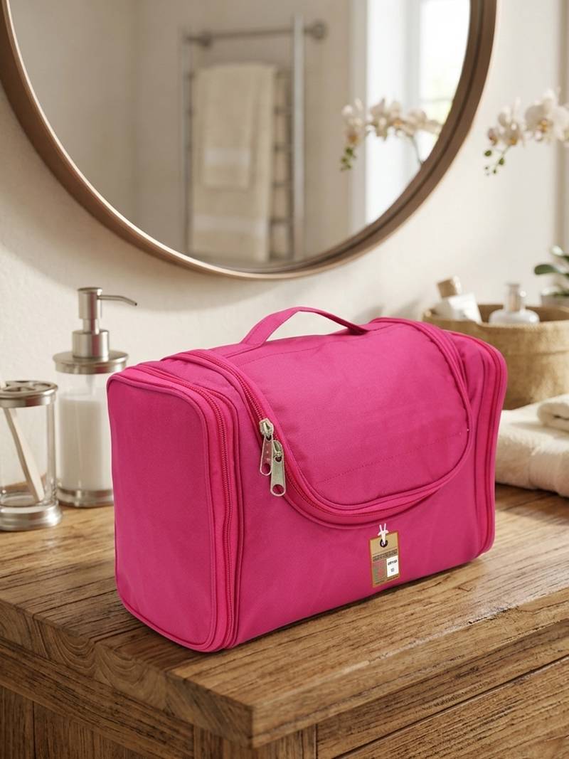  nylon pink hanging travel toiletry bag makeup storage vanity cosmetic hygiene bag organizer jewellery pouch