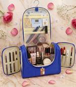  nylon blue hanging travel toiletry bag makeup storage vanity cosmetic hygiene bag organizer jewellery pouch