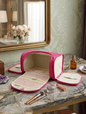  nylon pink hanging travel toiletry bag makeup storage vanity cosmetic hygiene bag organizer jewellery pouch 5