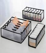  mesh grid storage organizer for clothes for socks, bra, tie, and scarfs, underwear & panties set of 3 black