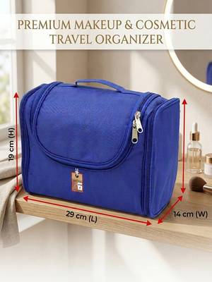  nylon blue hanging travel toiletry bag makeup storage vanity cosmetic hygiene bag organizer jewellery pouch 5