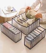  mesh grid storage organizer for clothes for socks, bra, tie, and scarfs, underwear & panties set of 3 grey